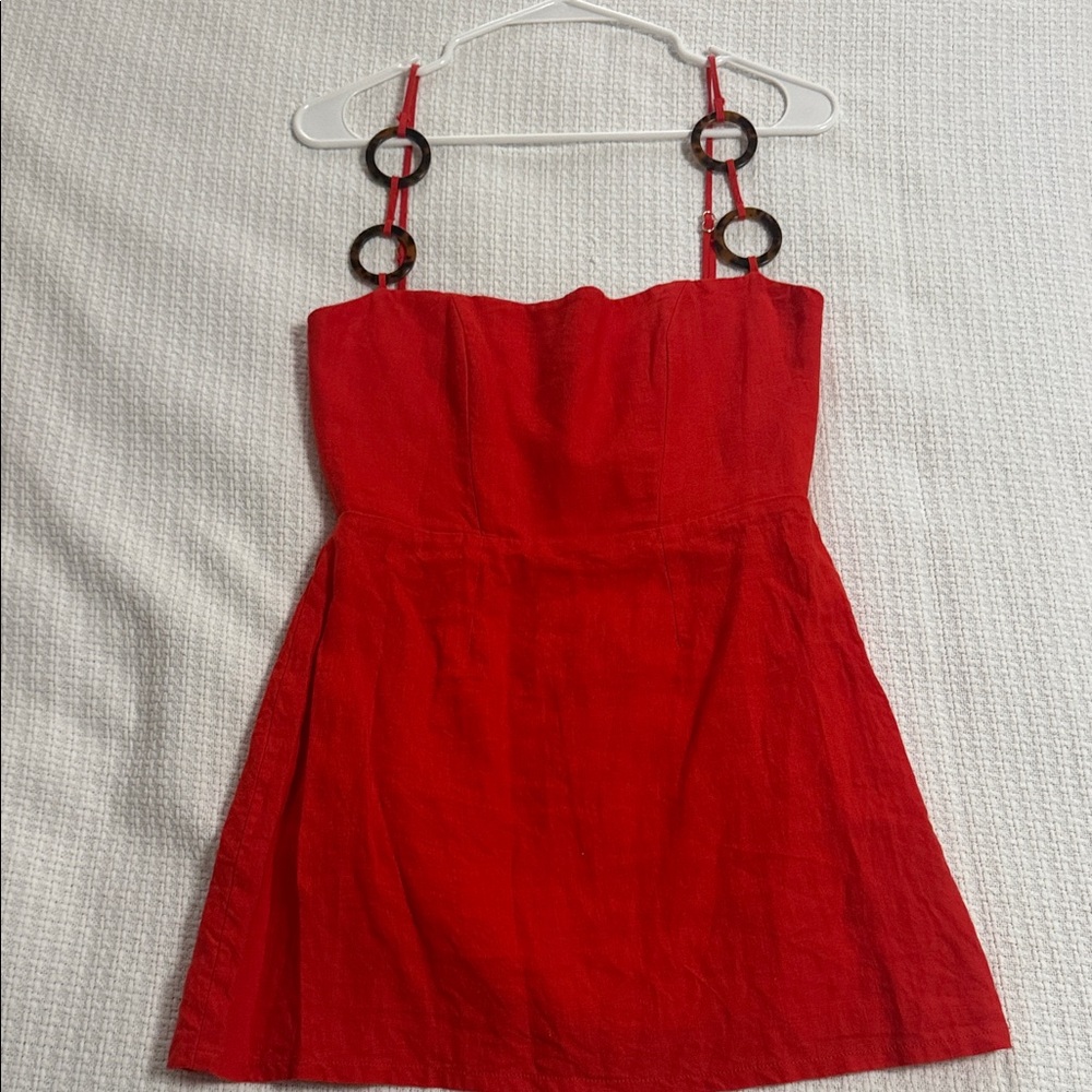 Rumer Red Mini Dress with Black Ring Accents
